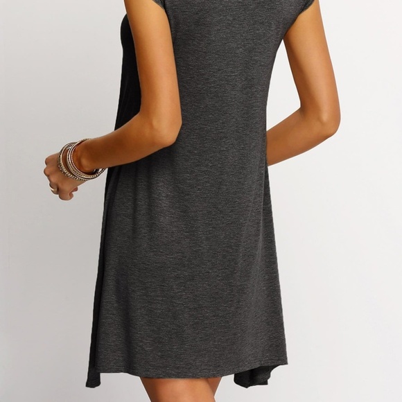 SHEIN Asymmetrical Hem Heathered Tee Dress - Picture 3 of 10